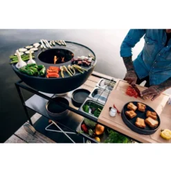 FIRE KITCHEN Mit BOWL 70 Plancha-Grillset Tief -Campingbedarf Geschäft feuerschale bowl70 plancha grillset tief hoefats fire kitchen outdoor kueche mobil grillen auf drei ebenen 1000 3 26346