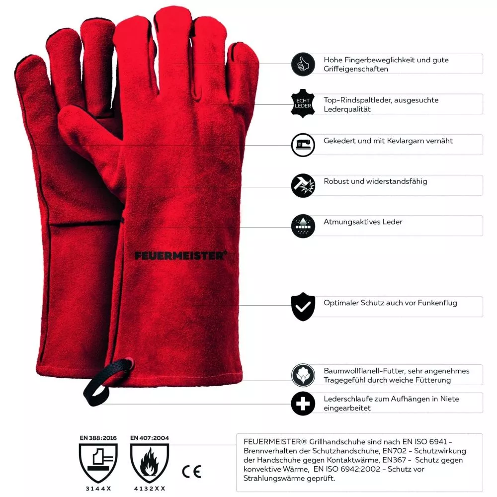 Feuermeister Premium BBQ Grillhandschuhe, Leder, Grösse 8 3 Feuermeister Premium BBQ Grillhandschuhe, Leder, Grösse 8 – Bild 3