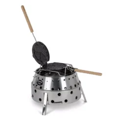 Petromax Wende-Waffeleisen Inklusive Haltegestell -Campingbedarf Geschäft lange holzgriffe fuer sicheres handling petromax wende waffeleisenform 1000 2 25982