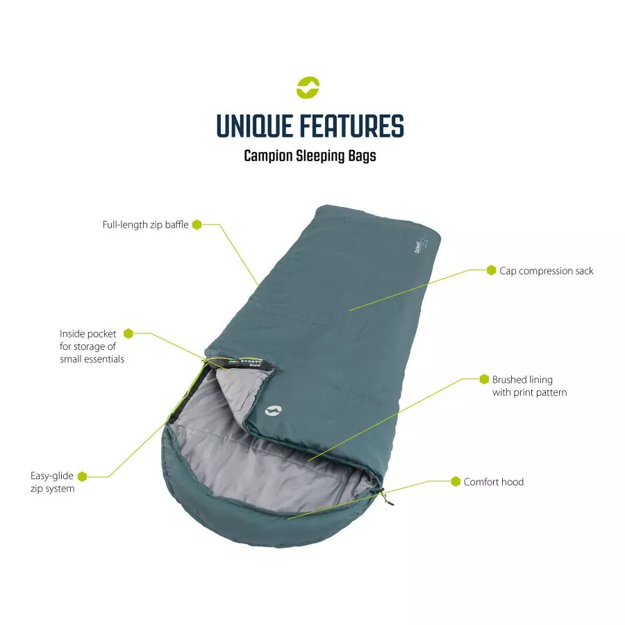 Camping-Schlafsack Outwell Campion Lux, Teal 2 Camping-Schlafsack Outwell Campion Lux, Teal – Bild 2