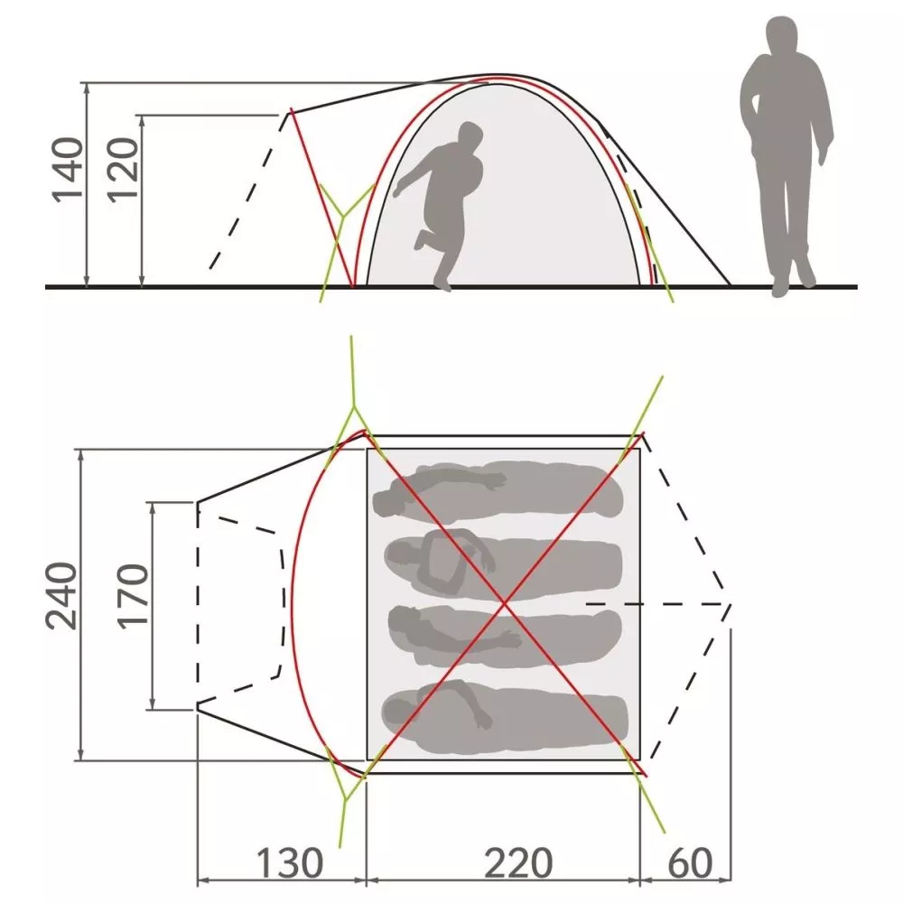 Trekking-Kuppelzelt VAUDE Campo Grande XT 4P, Chute Green 2 Trekking-Kuppelzelt VAUDE Campo Grande XT 4P, Chute Green – Bild 2