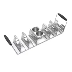 Weber Taco-Halter -Campingbedarf Geschäft weber taco halter aus edelstahl zwei integrierte dipschalen silikongriffe zubehoer 1000 2 28135